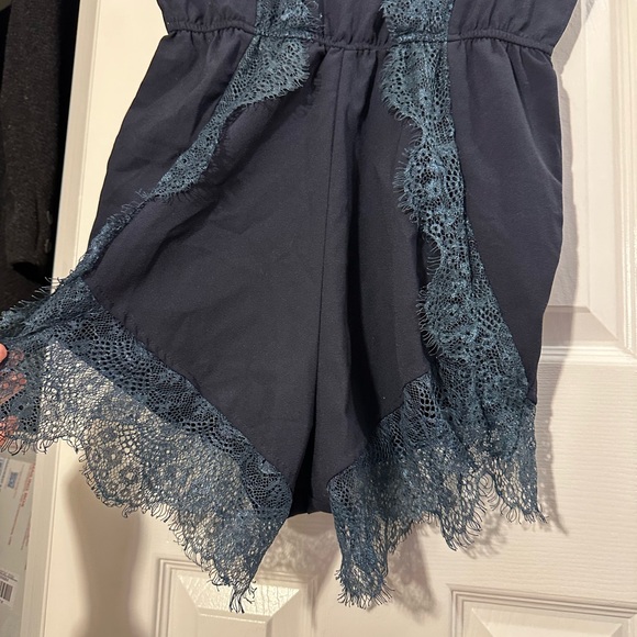 Lovecat Navy Lace Trim Romper size S - Picture 5 of 6